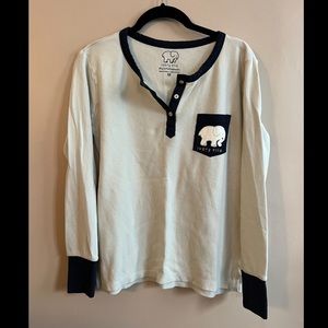 Worn Once! Ivory Ella Navy/Cream Long Sleeve Sleep Shirt